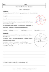 Sphère, boule, définitions - Exercices : 11ème Harmos - PDF à imprimer