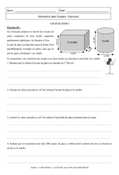 Calculs de volumes - Exercices avec correction : 11ème Harmos - PDF à imprimer