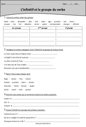 Infinitif - 3 groupes de verbes - Exercices  : 6ème Harmos - PDF à imprimer