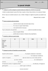 Passé simple - Fiche d'exercices : 6ème Harmos - PDF à imprimer