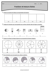 Fractions et mesure d'aires - Exercices corrigés : 6ème Harmos - PDF à imprimer