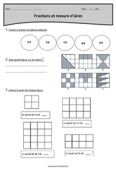 Mesure d'aires et fraction - Révisions : 6ème Harmos - PDF à imprimer