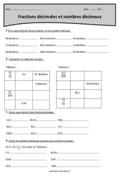 Nombres décimaux et fractions décimales - Exercices avec correction : 6ème Harmos - PDF à imprimer