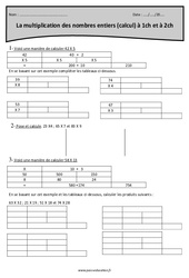 Multiplication des nombres entiers à 1  chiffres - Exercices : 6ème Harmos - PDF à imprimer