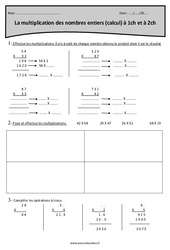 Nombres entiers - Multiplication à 1  chiffres - Exercices  : 6ème Harmos - PDF à imprimer