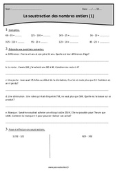 Soustraction sans retenue des nombres entiers - Exercices avec correction : 6ème Harmos - PDF à imprimer