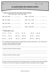 Nombres entiers - Soustraction sans retenue - Exercices  : 6ème Harmos - PDF à imprimer