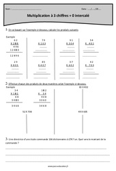 Multiplication à 3 chiffres + 0 intercalé - Exercices : 6ème Harmos - PDF à imprimer