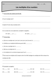 Multiples d'un nombre - Exercices corrigés : 6ème Harmos - PDF à imprimer