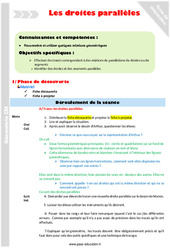 Droites parallèles - Séquence - Fiche de préparation : 6ème Harmos - PDF à imprimer