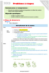 Problème à étapes - Séquence - Fiche de préparation : 7ème Harmos - PDF à imprimer