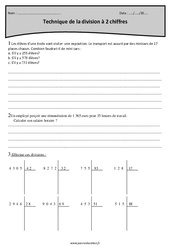 Division à 2 chiffres - Technique - Exercices avec correction : 6ème Harmos - PDF à imprimer