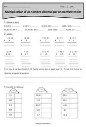 Multiplication d’un nombre décimal par un nombre entier - Exercices : 6ème Harmos - PDF à imprimer