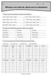 Effectuer une suite de calculs avec la calculatrice - Exercices corrigés : 6ème Harmos - PDF à imprimer