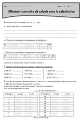 Calculatrice - Suite de calculs - Exercices avec correction : 6ème Harmos - PDF à imprimer