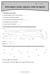 Points alignés, droites, segments, milieu de segment - Exercices : 6ème Harmos - PDF à imprimer