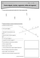 Milieu de segment, points alignés, segments et droites - Révisions : 6ème Harmos - PDF à imprimer