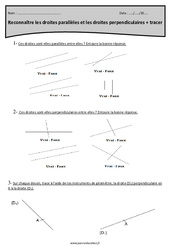 Reconnaître les droites parallèles et les droites perpendiculaires - Tracer - Exercices : 6ème Harmos - PDF à imprimer