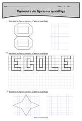 Reproduire des figures sur quadrillage - Exercices corrigés : 6ème Harmos - PDF à imprimer