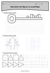 Reproduction de figures sur quadrillage - Exercices  : 6ème Harmos - PDF à imprimer