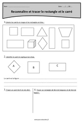 Reconnaître et tracer le rectangle et le carré - Exercices : 6ème Harmos - PDF à imprimer