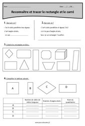 Rectangle et carré - Reconnaître et tracer - Révisions : 6ème Harmos - PDF à imprimer