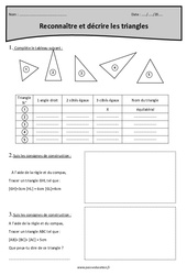 Reconnaître et décrire les triangles - Exercices  : 6ème Harmos - PDF à imprimer