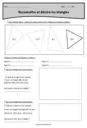 Triangles - Reconnaître et décrire - Exercices avec correction : 6ème Harmos - PDF à imprimer