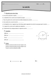 Cercle - Exercices  : 6ème Harmos - PDF à imprimer