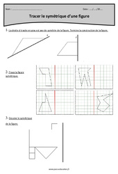 Symétrique d’une figure - Tracer - Exercices avec correction : 6ème Harmos - PDF à imprimer