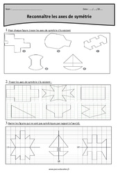 Axes de symétrie - Reconnaître - Exercices corrigés : 6ème Harmos - PDF à imprimer