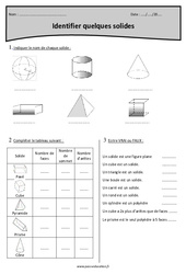 Cylindre, prisme, pyramide, tétraèdre, parallélépipède, cube - Exercices  : 6ème Harmos - PDF à imprimer