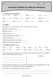 Connaître et utiliser les unités de contenance - Exercices  : 6ème Harmos - PDF à imprimer