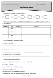 Dictionnaire - Ordre alphabétique - Exercices  : 6ème Harmos - PDF à imprimer