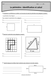 Périmètre - Identification et calcul - Exercices  : 6ème Harmos - PDF à imprimer