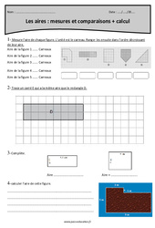 Aires - Comparaisons, calcul et mesures - Révisions : 6ème Harmos - PDF à imprimer