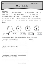 Heure, minute, seconde - Exercices corrigés sur le temps et durée : 6ème Harmos - PDF à imprimer