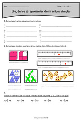 Lire, écrire et représenter des fractions simples - Exercices : 7ème Harmos - PDF à imprimer