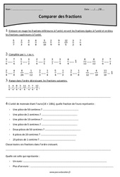 Comparer des fractions - Exercices corrigés : 7ème Harmos - PDF à imprimer