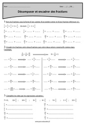 Décomposer et encadrer des fractions - Exercices corrigés : 7ème Harmos - PDF à imprimer