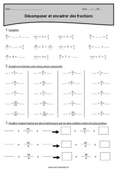 Fraction - Encadrer et décomposer - Exercices  : 7ème Harmos - PDF à imprimer