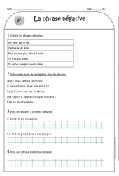 Phrase négative - Exercices corrigés : 4ème Harmos - PDF à imprimer