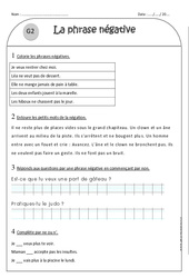 Forme de phrase - Phrase négative - Exercices avec correction : 4ème Harmos - PDF à imprimer