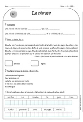 Phrase - Exercices  : 4ème Harmos - PDF à imprimer