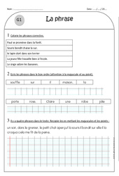 Majuscule et point - Exercices sur la phrase : 4ème Harmos - PDF à imprimer