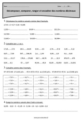 Décomposer, comparer, ranger et encadrer des nombres décimaux - Exercices : 7ème Harmos - PDF à imprimer