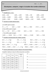 Décimaux - Décomposer, comparer, ranger et encadrer - Exercices : 7ème Harmos - PDF à imprimer