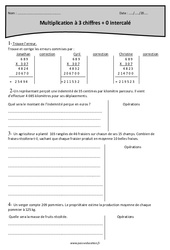 Produit - Multiplication à 3 chiffres + 0 intercalé - Exercices  : 7ème Harmos - PDF à imprimer