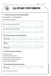 Phrase interrogative - Exercices avec correction : 4ème Harmos - PDF à imprimer