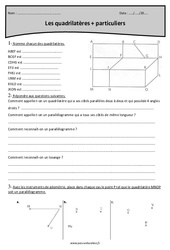 Quadrilatères - Exercices  : 7ème Harmos - PDF à imprimer